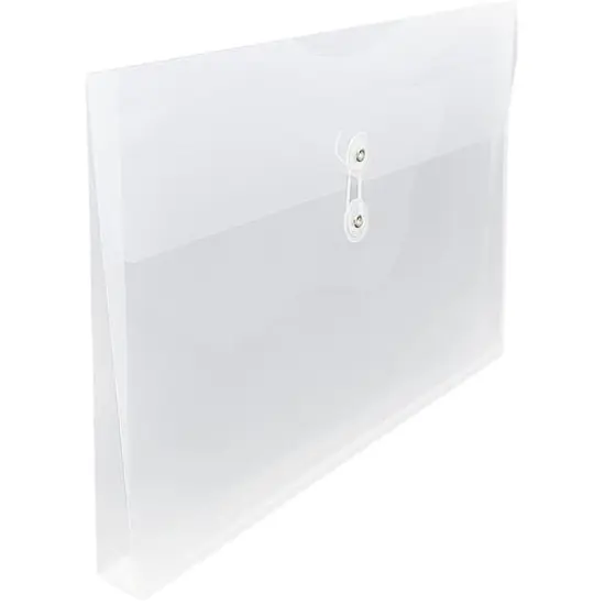 JAM Paper 9.75" x 14.5" Clear Plastic Button & String Closure Booklet Envelopes, 24ct. {4}