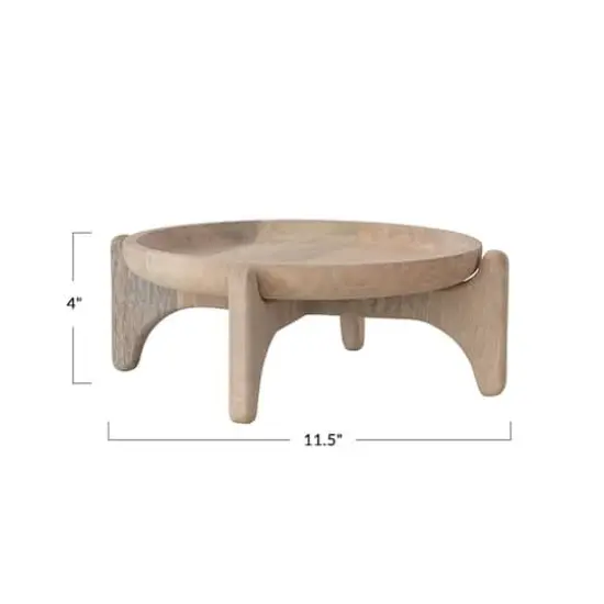 Hello Honey Round Wooden Platter with Stand, Natural {4}