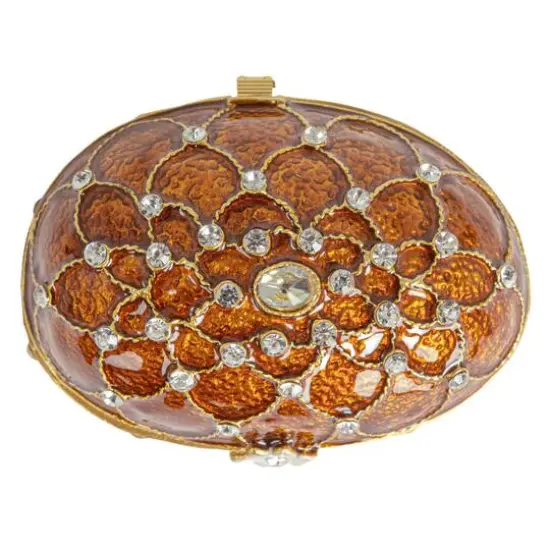 Hello Honey&reg; 3.5" Amber Jeweled Egg Trinket Box {8}