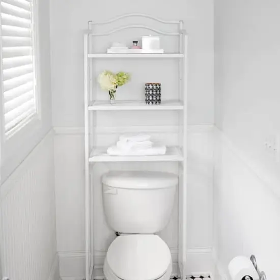 Household Essentials 3-Tier Metal Over the Toilet Storage Shelf White {3}