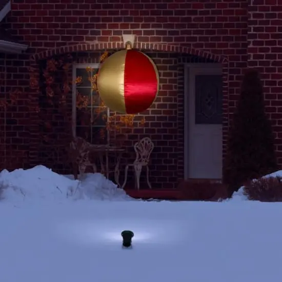 4.5ft. Airblown&reg; Inflatable Mixed Media Hanging Velvet Ornament Round Vertical Stripes with External Spotlight {3}