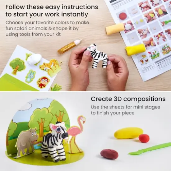 Arteza&reg; Kids Safari Small Stage Clay Kit, 74 pcs {5}