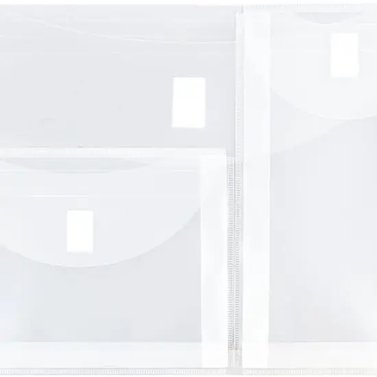 JAM Paper 9.75" x 13" Clear Plastic 3 Pocket Velcro&reg; Brand Closure Booklet Envelopes, 10ct. {3}