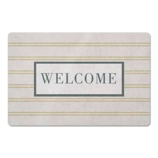 Welcome Stripe Floor Mat Yellow/White {1}