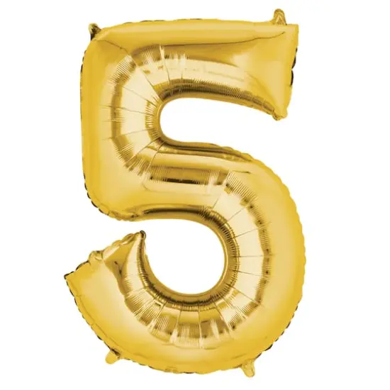 34" Gold Number Foil Balloon 5 {1}