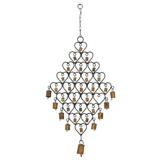 31" Brass Metal Heart Eclectic Windchime {1}