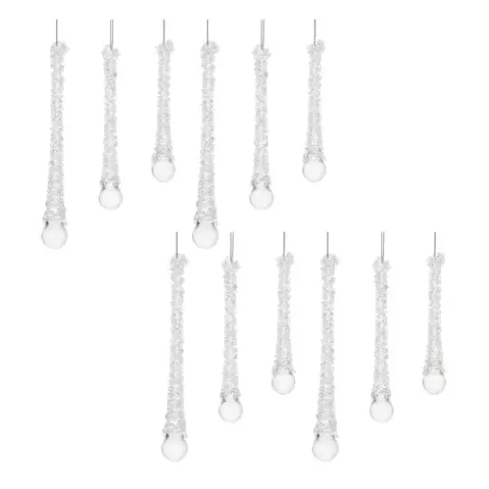 Clear Beaded Glass Icicle Drop Ornaments Set {1}
