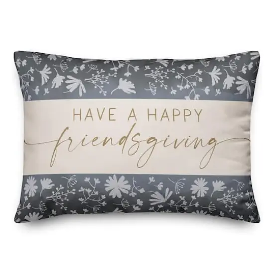 Happy Friendsgiving Blue Throw Pillow {1}