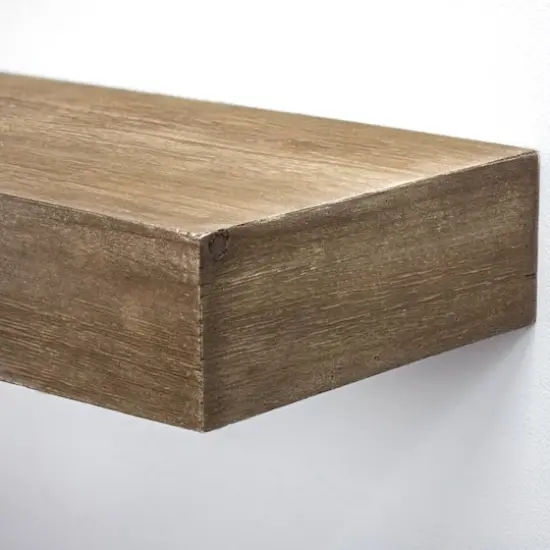 Walnut Brown Large Rustic Wood Floating Wall Shelf {4}