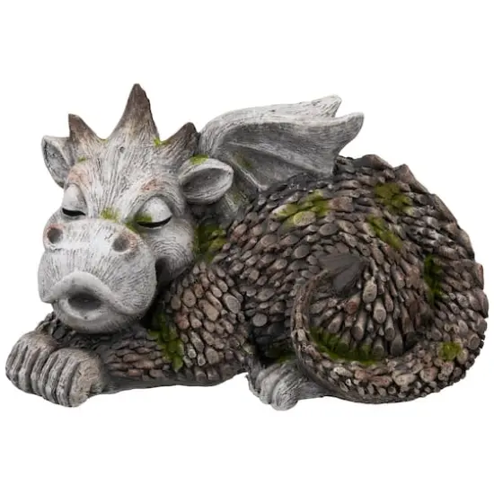 14.25" Sleeping Dragon Outdoor Garden Statue {1}