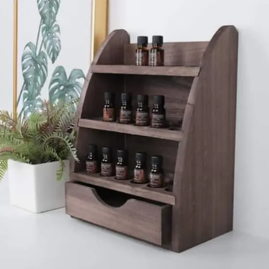 NEX&trade; 3 Tier Rustic Wooden Essential Oil/Nail Polish Holder with Drawer {6}