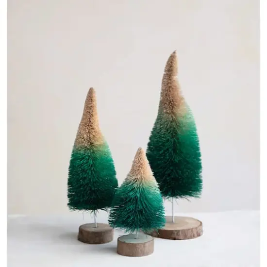 Hello Honey&reg; Green Ombre Bottle Brush Tree with Wood Base {3}