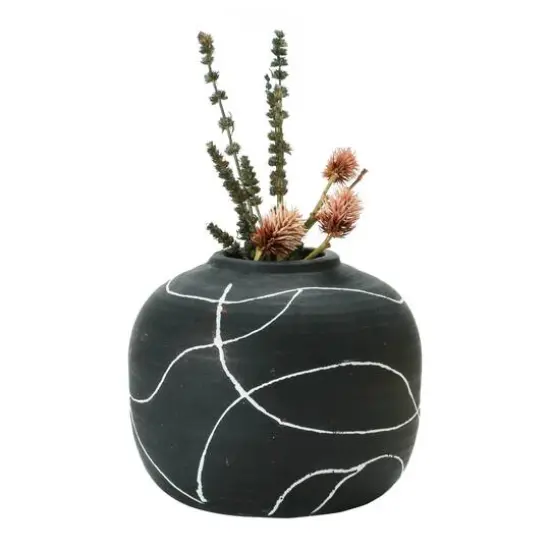 6.5" Black & White Terra Cotta Vase {7}