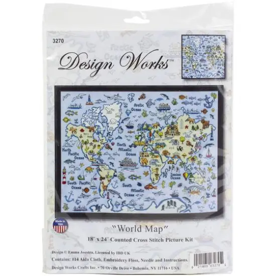 Design Works&trade; World Map Counted Cross Stitch Kit {3}