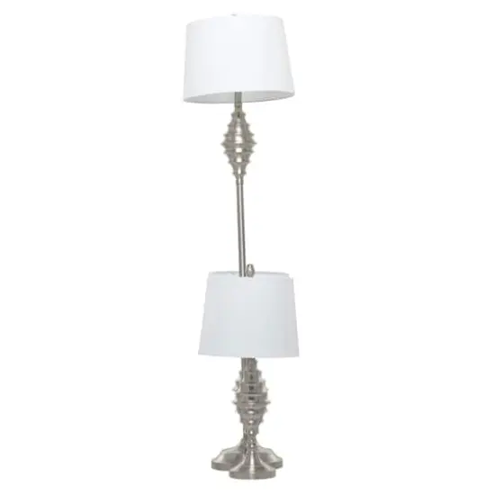 Set of 3 Silver Iron Coastal Table Lamp, 59" x 10" x 10" {7}
