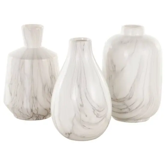 White Ceramic Marble Inspired Vase Set {7}