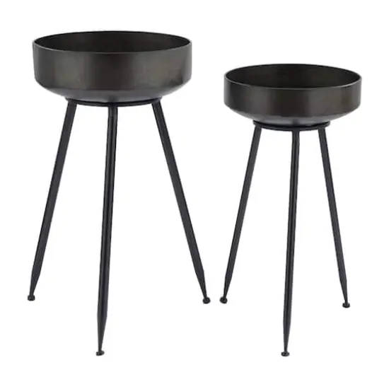 Set of 2" Black Metal Modern Planter, 20" x 20" x 20" {1}