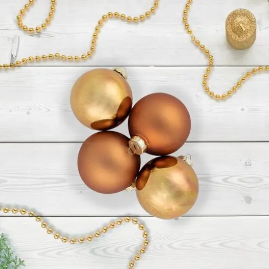 9ct. 2.5" Bronze 2-Finish Glass Ball Christmas Ornaments {3}