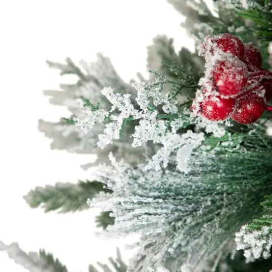 6.5ft. Unlit Real Touch&trade; Heavily Flocked Whittaker Spruce Full Artificial Christmas Tree with Frosted Red Berries {7}
