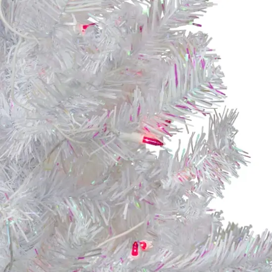 4ft. Pre-Lit White Iridescent Pine Artificial Christmas Tree, Pink Lights {3}