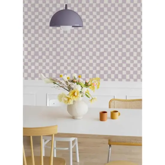 RoomMates Mr. Kate Tess Watercolor Soft Checker Peel & Stick Wallpaper Lavender {4}