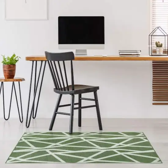 My Magic Carpet Intersections Washable Rug Juniper Green {3}