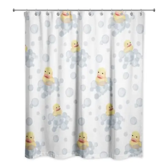 74" Rubber Duckies Shower Curtain White {1}