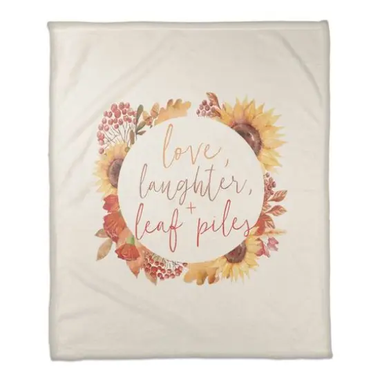 Love Laughter Leaf Coral Fleece Throw {1}