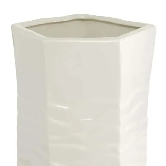 White Ceramic Contemporary Vase, 16" x 6" x 6" {4}