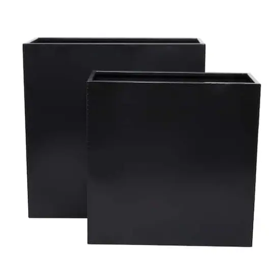 Modern Square Planter Set Black {1}