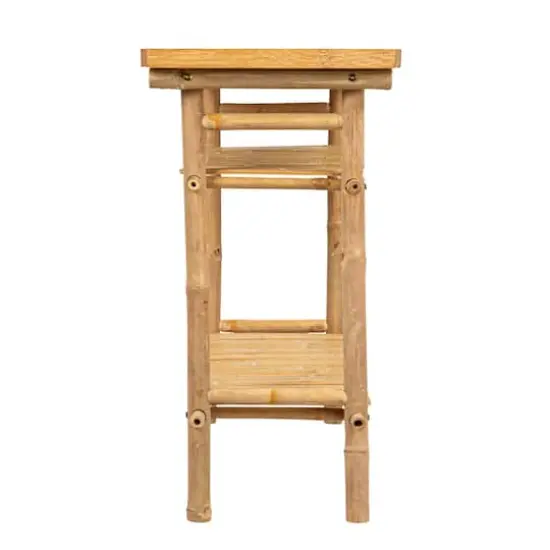 Hello Honey&reg; Natural Tall Bamboo Accent Table with 2 Shelves {10}
