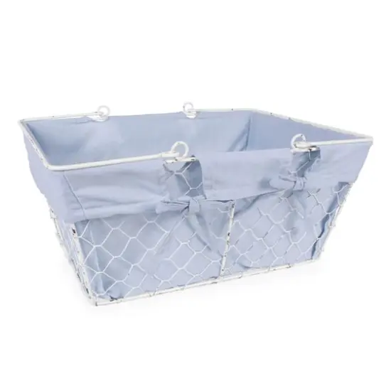 DII&reg; Antique White Chicken Wire Egg Basket with Washed Denim Liner  {1}
