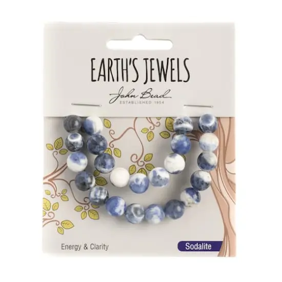John Bead Earth's Jewels Natural Stone Round Beads, 8mm Sodalite {3}