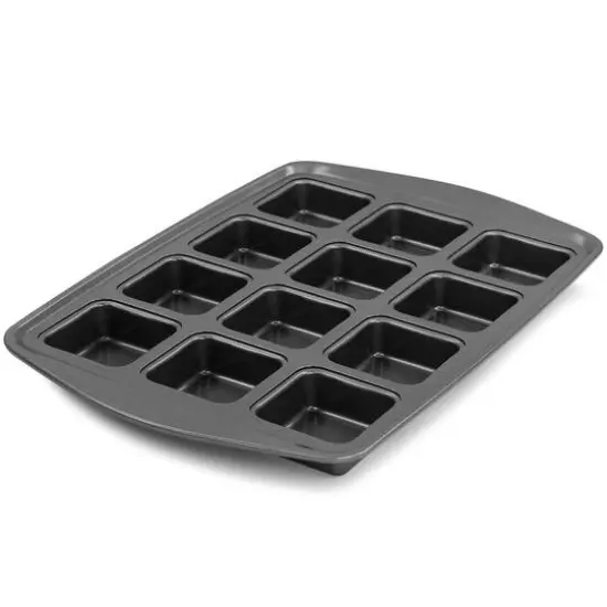 Gibson Baker's Friend Gray 12 Cup Nonstick Steel Brownie Pan {6}