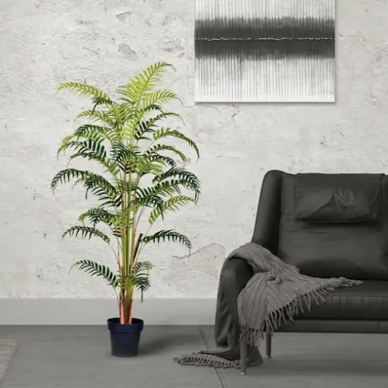 5ft. Artificial Potted Fern Palm with Real Touch Leaves {3}