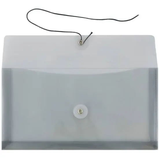 JAM Paper #10 Plastic Envelopes with Button & String Tie Closure, 12ct. Gray {4}