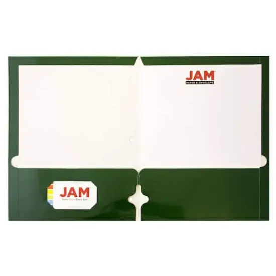 JAM Paper Laminated 2-Pocket Glossy 3-Hole Punch School Folders, 6ct. Green {3}