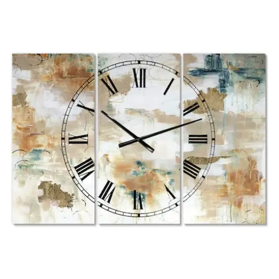 Designart Gilded Daydreams Oversized Multipanel Wall Clock {1}