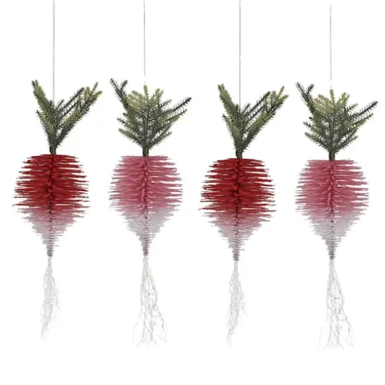 Hello Honey&reg; 3 Pack 23" Red Flocked Radish Bottle Brush Ornaments {1}