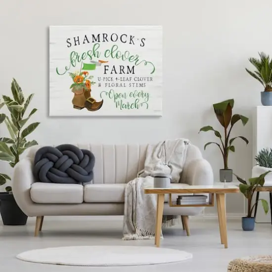 Stupell Industries Shamrock Clover Farm Typography Sign Grainy Pattern Canvas Wall Art {3}