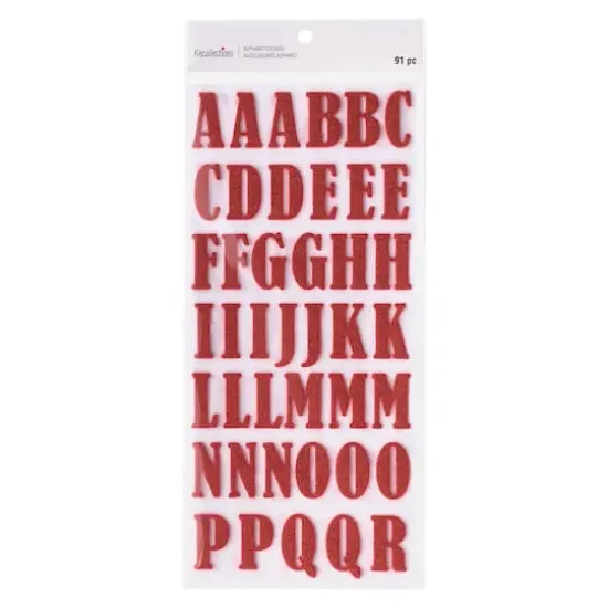 Glitter Bernhard Condensed Alphabet Foam Stickers by Recollections&trade; Red {4}