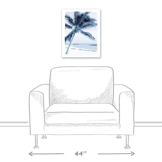 Navy Beach Palm Canvas Wall Art {6}