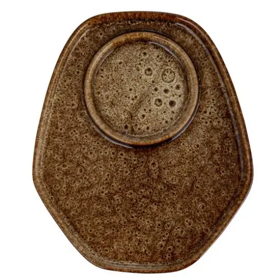 Hello Honey® 8" Brown Glaze Ceramic Candle Holder with Tray {5}
