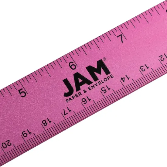 JAM Paper Metallic Stainless Steel Ruler Fuchsia {5}
