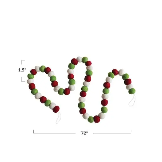 Hello Honey&reg; 6ft. Red, White & Green Wool Felt Ball Garland {5}