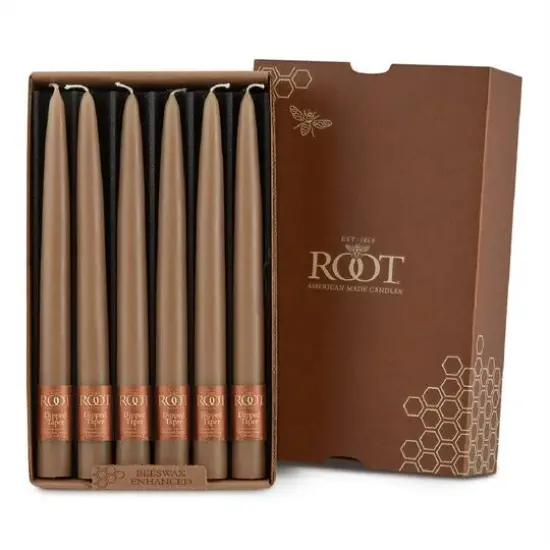 Root Candles 9" Unscented Taper Candles, 12ct. Taupe {1}