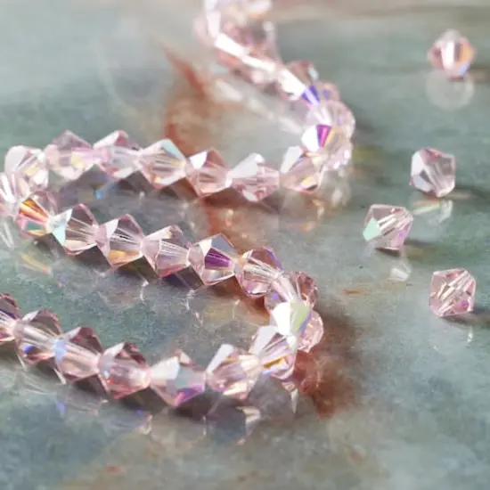 Preciosa Glass Crystal Bicone Beads, 6mm by Bead Landing&trade; Light Rose AB {3}