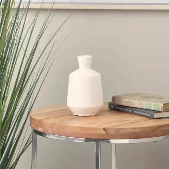 7.5" Cream Ceramic Minimalistic Vase {8}