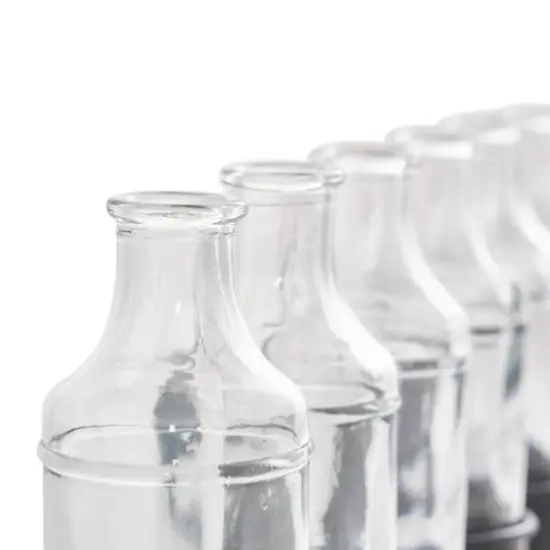 22" Black Metal Adjustable Bottle Vase with Clear Glass Bottles {8}