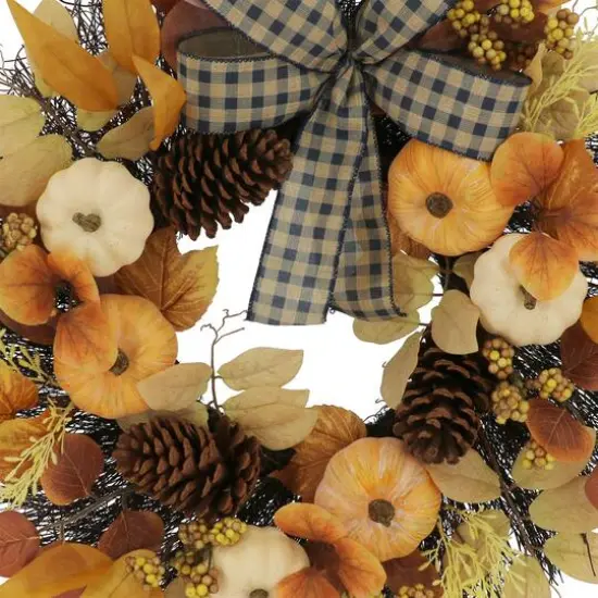 24" Designer Premium Floral Pumpkin & Pinecone Wreath by Ashland® {3}